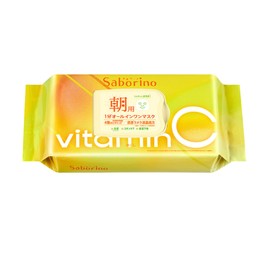 Saborino Face Mask Pack, Sheet Mask, Face Pack, All-in-One, Vitamin AC, Time-saving, Facial Cleansing, Skin Care, Moisturizing Base, Wiping Off Vitamin Citrus Scent, Vitberry Scent, Moisturizing Skin, Morning and Night, Set of 2 (Awake Sheet + Fatigue Ma