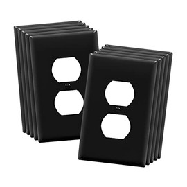 ENERLITES Duplex Receptacle Wall Plate, Electrical Outlet Covers, Gloss Finish, Mid-Size 1-Gang 4.88" x 3.11", Polycarbonate Thermoplastic, UL Listed, 8821M-BK-10PCS, Black, 10 Pack, 10 Count
