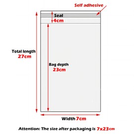 Zydiwo Pack of 300 Transparent Cellophane Bags Sticker Bag Small Plastic Bag OPP for Confetti Jewellery Gift Doll (7 x 27 cm)