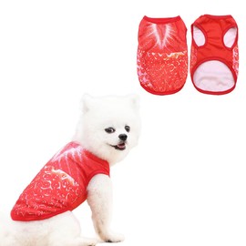 Vavious Dog Vest Cooling Shirts for Dogs Light Weight Mesh Cat Outfits 3D Strawberry Pattern Pet Tank Top Small Dogs Summer Sun-Protection Breathable Dog Vest Small