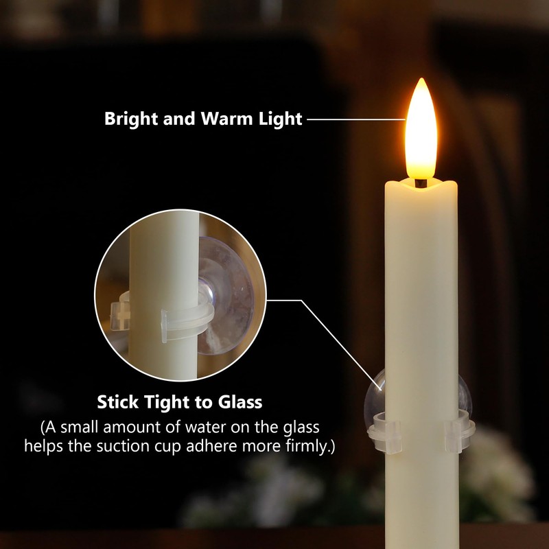 Yeelida Flickering Flameless Short Window Candles with Sensor Dusk to