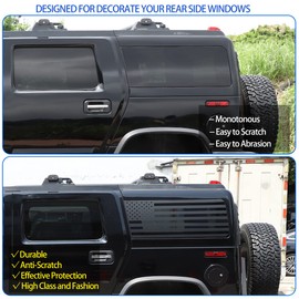 Rear Side Window American Flag Decals Fit for 2003-2009 Hummer H2, Tailgate Side Window Sticker, American Flag Rear Side Window Decal Sticker Accessories, 2PCS (Black)