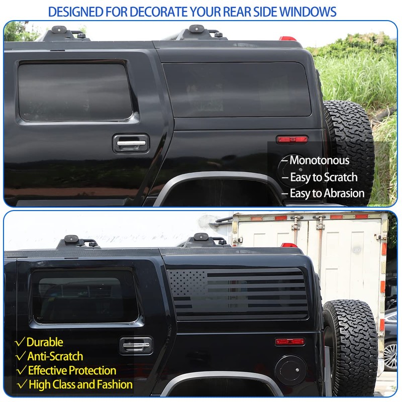 Rear Side Window American Flag Decals Fit for 2003-2009 Hummer