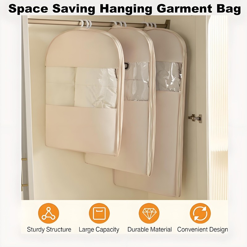 ARAINY Space Saving Hanging Garment Bag with Self Compression Zipper,
