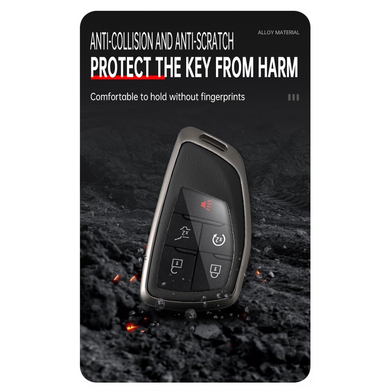 Ontto Metal & Leather Key Case Fit for Chevy Silverado