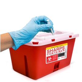 BioBox Sharps Container Large - Sharps Containers for Home Use and Labs - Portable Needle Disposal and Travel Size Biohazard Bin - 1 Gallon (Pack of 1)