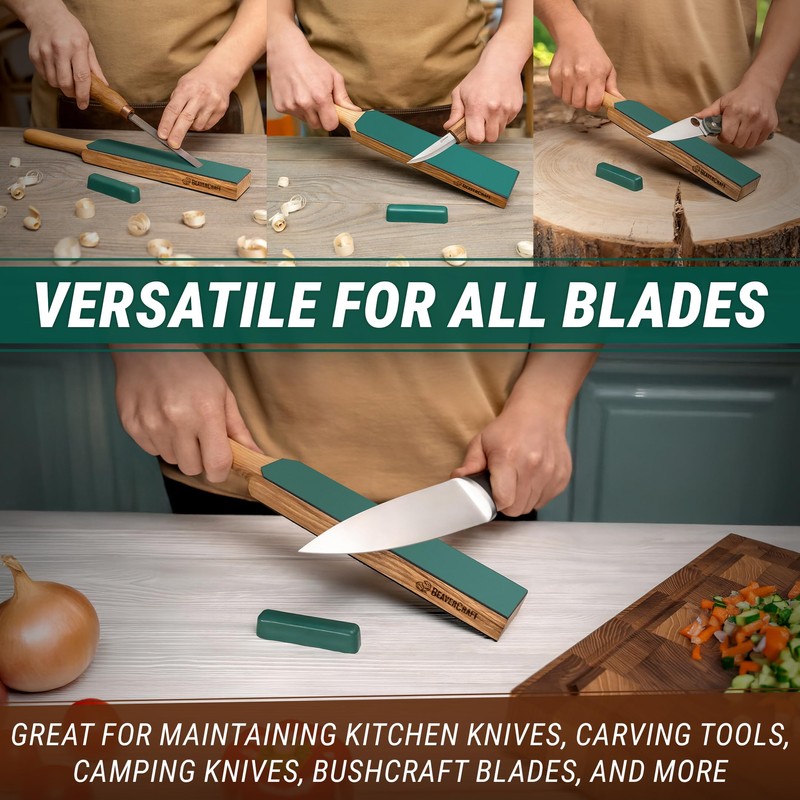 BeaverCraft Leather Strop for Knife Sharpening - Dual-Sided Knife Strop
