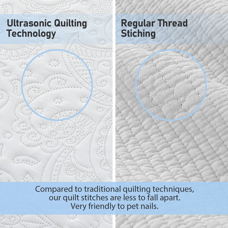 Qucover Alaska King Bedspread 132x 120, Solid White Oversized King