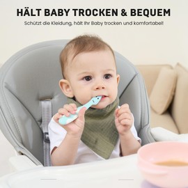 IKWOLETI Baby Bibs - Triangle Scarf Baby - Muslin Neckerchief Baby for Boys and Girls, Highly Absorbent and Adjustable, Pack of 8, Green