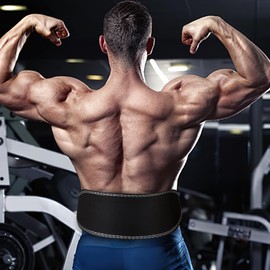 Generic Leather Weight Lifting Belt for Men Women, 6"" Back and Lumbar Support Gym Belt for Bodybuilding, Fitness, Powerlifting, Cross Training, 8 Adjustable Holes