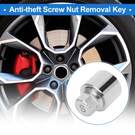 VekAuto Wheel Lock Lugnut Compatible for VW for Skoda, Durable Type S Chrome Plated Alloy Steel Silver Tone Anti-theft Screw Nut Removal Key Socket