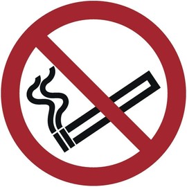 Smoking Prohibited Sticker Diameter 5 cm in accordance with ISO 7010, ASR A1.3 (Pack of 10) (Weatherproof)