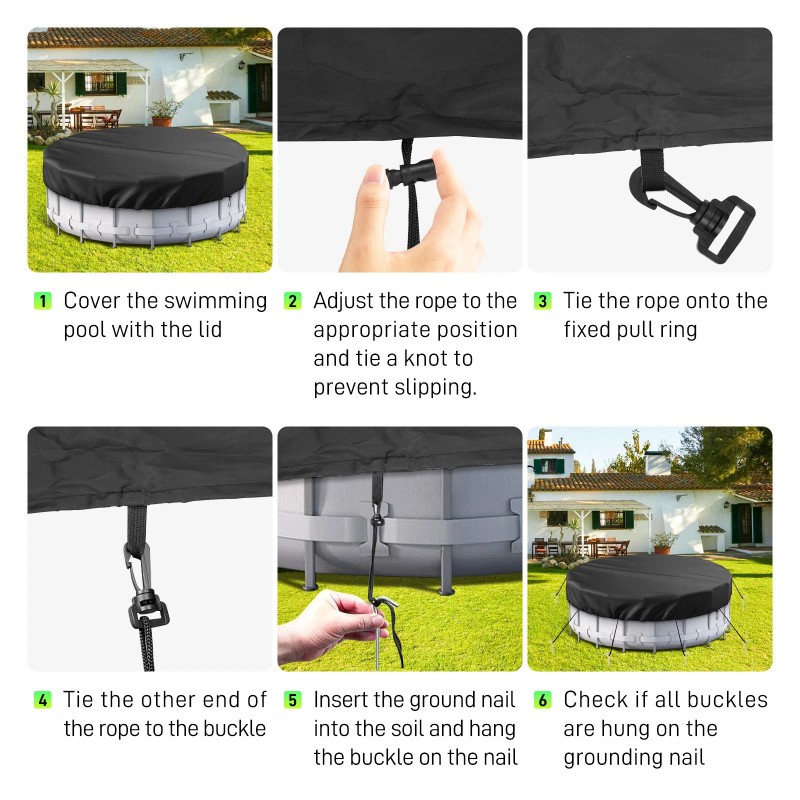 Pool Cover 18 Ft round Pool Cover with Reflective Strips,