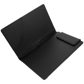 Black Pu Leather Restaurant Check Holder with Pen Slot, Small Cash Register Book for Waitress, Elegant Bill Presenter for Home Use