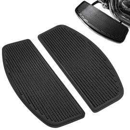 Front Footboard, Rubber Insert Rider Footboard Floorboard Foot Peg Footrest Pad Compatible for Harley Touring Softail Road King Electra Glide 1986-Later