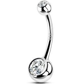 OUFER 14G 925 Long Belly Button Bar Sterling Silver Belly Bars Balls Navel Ring Piercings Jewellery Clear CZ for Women Gifts 14mm Extra Long Maternity Pregnancy Body Jewelry