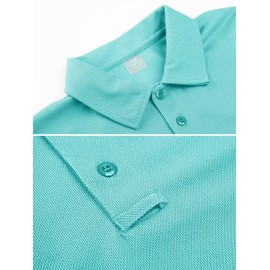 MAGCOMSEN Men Polo Shirts Short Sleeve Golf T Shirts Fishing Shirts Work Casual Quick Dry Shirts Water Blue XL