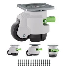 TESUMI Heavy Duty Casters 2" Inch Leveling Casters Wheels Set of 4 with Ratchet Handle Total Capacity 2200 Lbs Height Adjustable Workbench Retractable Caster with Adjustable Leveling Feet, T60