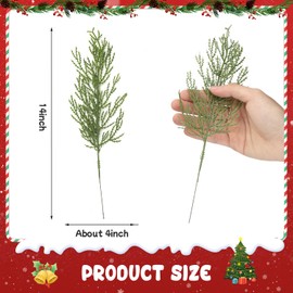 50 Pcs Artificial Pine Branches, Christmas Greenery Plants Pine Needles, Faux Greenery Stems Pine Picks, Fake Greenery Pine Sprigs, DIY Cedar Picks for Christmas Garland Wreath Craft and Home Decor