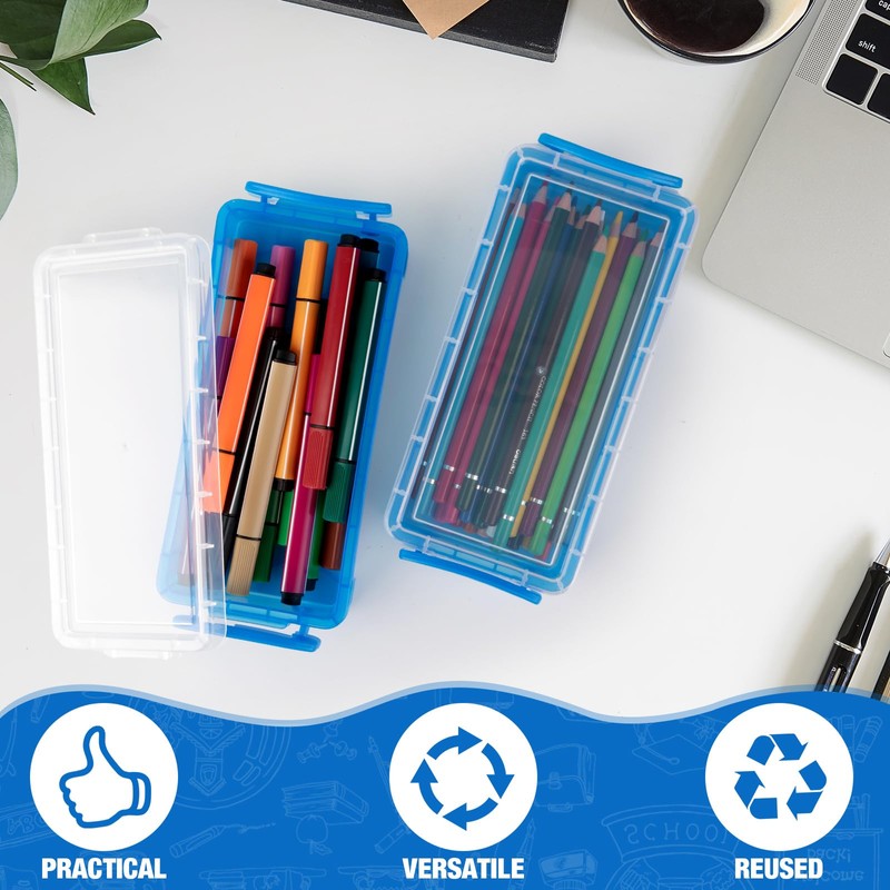 Gueevin 24 Pcs Large Capacity Plastic Pencil Box Clear Plastic