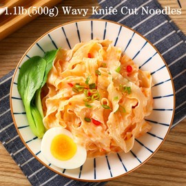 JTEDZI Knife Sliced Noodles Wavy Knife Cut Noodles, Chinese Flat Dry Wide Noodles, Vegetarian Knife Shaved Noodles, Dao Xiao Mian, 刀削面, 500g/17.63oz (pack of 1)