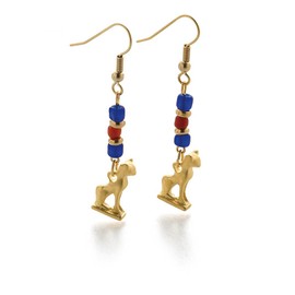 Pendientes de gato egipcio con cornalina y cuentas de cerámica, Metal Gema Cerámica, cornalina