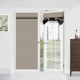 Muamar French Door Curtains Door Blinds Style,Light Brown 25x70 Inch Length Blackout Door Curtains,Privacy Door Curtains for Door Window,Bedroom,Office,Thermal Insulated Tie Up Shade 1 Panel