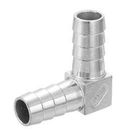 sourcing map 16mm Hose Barb 90 Degree Pipe Fitting, 304 Stainless Steel L Right Angle Adapter Pipe Connection Fitting for Vacuum Systems, Industrial Connections, Pneumatic Equipment, Silver