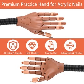 INFILILA Practice Hand for Acrylic Nails, Flexible Nail Practice Hand Kits with 200 PCS Nail Tips, Nail Files and Clipper, Nail Supplies for Nail Tech