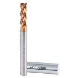 Accusize Industrial Tools 4 Flute, 1/4 x 1/4 x 3/4 x 2 inch Micrograin Solid Carbide End Mill, 1006-0014