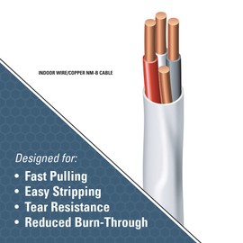 Southwire Romex Brand Simpull Solid Indoor 14/3 W/G NMB Cable 100ft coil - SW# 63946828,White