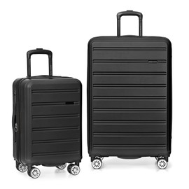 Travel Select Snowcreek Hardside Expandable Spinner Luggage Set w/USB Port, Black, 2-Piece
