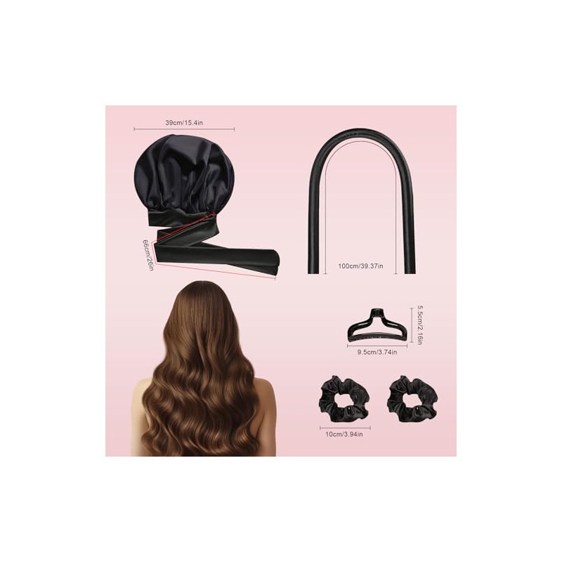 Rizos sin Calor，Rizadores de Cabello Sin Calor 5Piezas，Gorra De Seda