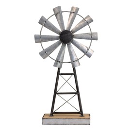 MODE HOME Charming Tall Galvanized Windmill Decor, Metal Windmill Accent for Farmhouse Shelf Decor and Living Room, Adding a Touch of Rustic Farmhouse Decor to Your Home Space