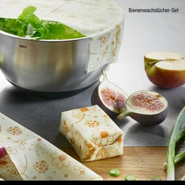 GEFU Beeways Beeswax Wipes Set, 3 Pieces, Wax Paper for Food: Sustainable, Reusable Cling Film, Environmentally Friendly