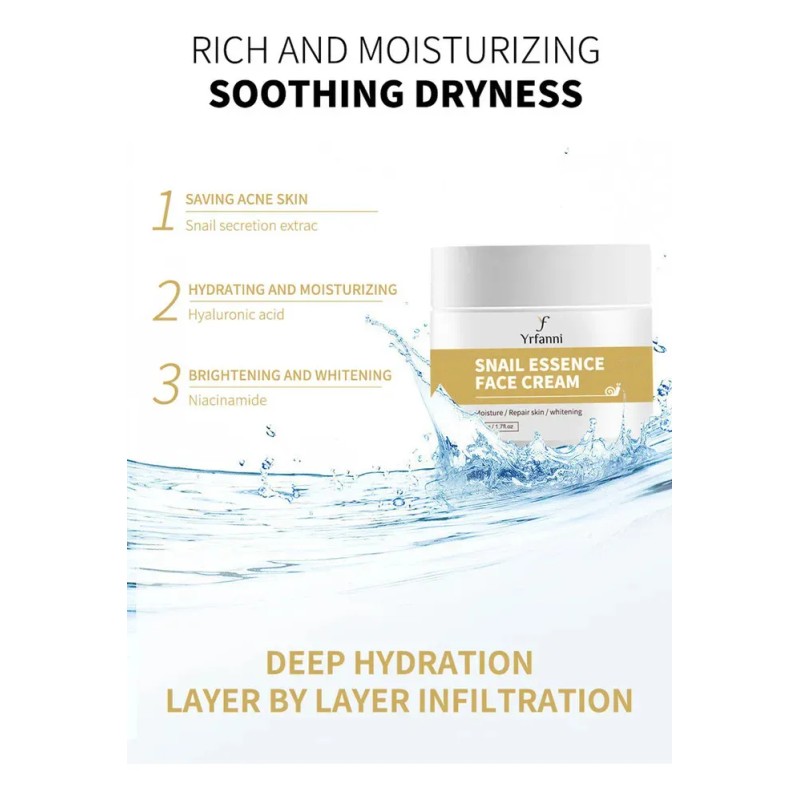 Crema Reparadora De Mucina De Caracol, Hidratante Facial De