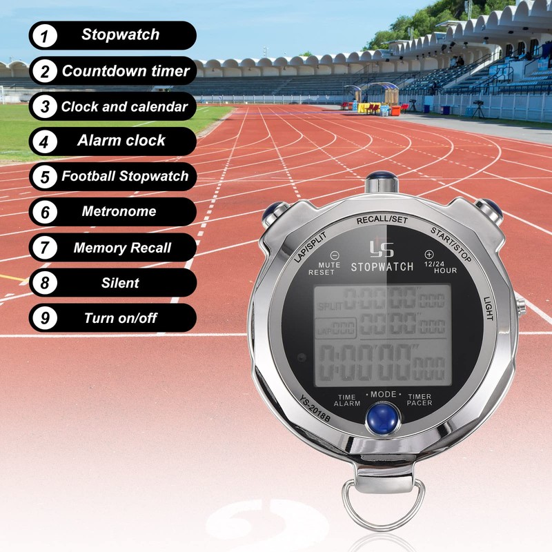 PATIKIL Digital Stopwatch Metal Waterproof Stop for Sport Watch Timer