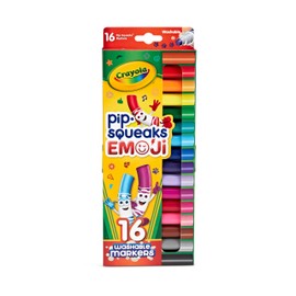 Crayola Emoji Pip Squeaks Washable Markers (16ct), Toddler Mini Stamper Marker Set, Coloring Supplies for Toddlers, Gift for Kids