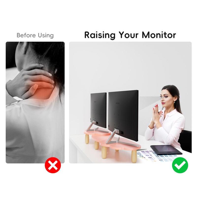 AFOOYO Dual Monitor Stand Riser,Rainbow Cloud Desktop Computer Stand for
