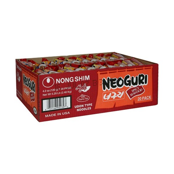 Nong Shim Neoguri Spicy Seafood Noodle Ramyun, 20-Count, 4.2-Ounce Packages (Pack of 2)