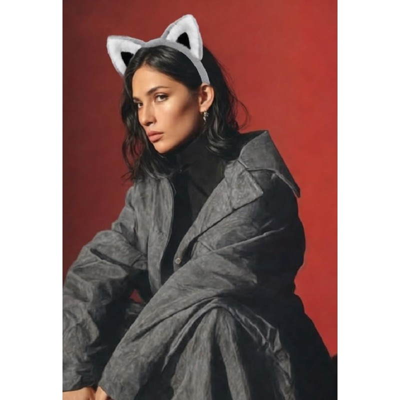 Grey Wolf Ears Headband Grey Cat Ears Headband Gray Fox