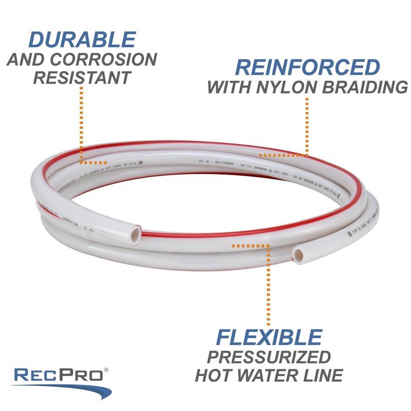 RecPro 1/2" RV Pressurized Hot & Cold Water Line Combo