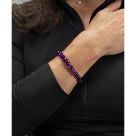 Cherry Tree Collection Gemstone Beaded Stretch Bracelet 8mm Round Beads | Small (Purple Faceted Agate)