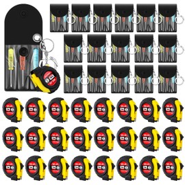 Mootycapa 40 Pcs Mini Screwdriver Keychain Tape Measure Keychains Set Mens Gift Bulk Retractable for Adult Xmas Tool Birthday Party