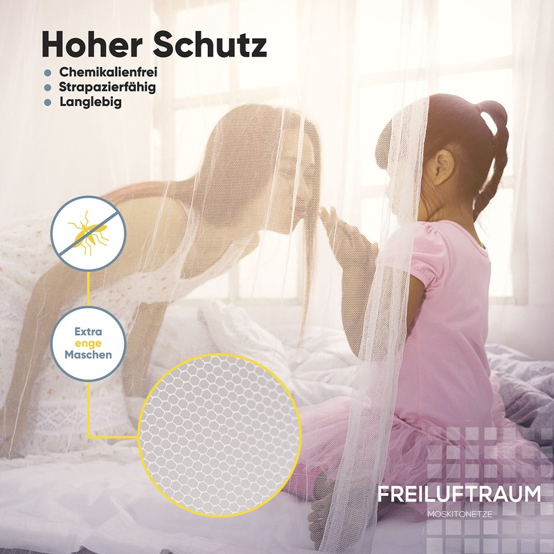 Mosquito Nets for Cots, Single, Double (Round Single, White)