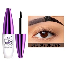 Easy Peel Eyebrow Gel - waterproof and sweatproof, long-lasting black or brown tattoo color, film-forming, coverage, creates eyebrow tattoo effect, suitable for all skin types:_3#gray brown
