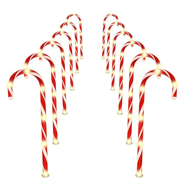 Joiedomi 17" Christmas Candy Cane Pathway Markers Lights, Set of 6 Christmas Stakes Lights with 72 Warm White Lights for Holiday Xmas Indoor Yard Patio Garden Walkway