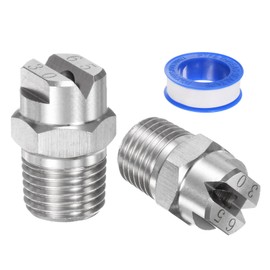 M METERXITY 2-Pack Flat Fan Spray Tip, 65 Degree 1/4BSPT Male Stainless Steel Pressure Washer Nozzles Cleaner Nozzle Replacement W Sealing Tape for Water Guns (3.6mm Orifice)