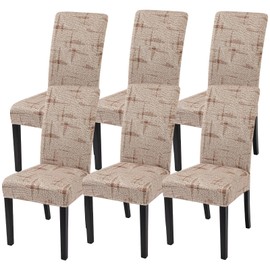 SearchI Fundas Estampadas para Sillas de Comedor, Juego de 6, Fundas Elásticas para Sillas de Cocina, Lavables y Removibles para Sillas Parsons(Textura de Alambre marrón)