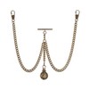 Bronze Colour Double Albert Pocket Watch Chain With Hollow Pendant